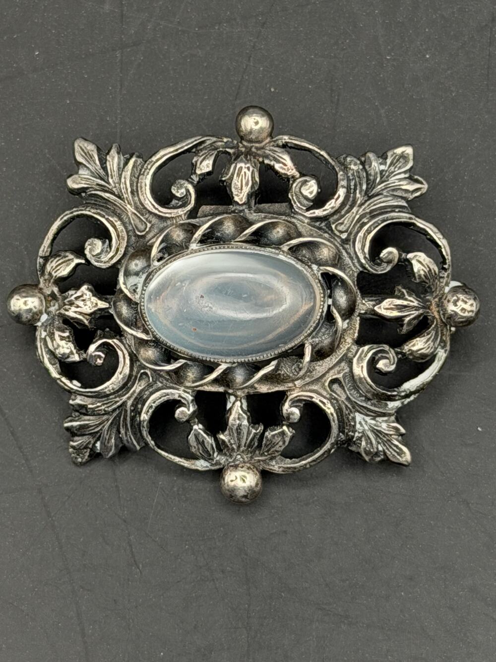 BLACK STARR & GORHAM BY CINI MOONSTONE PIN IN STERLING SILVER